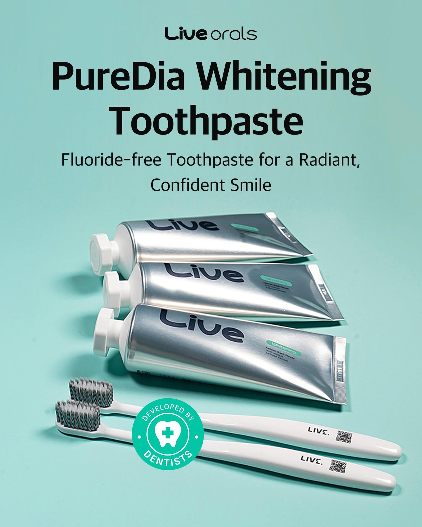 LiveOrals Whitening Toothpaste 3x80g – Fluoride-Free, Nano-Hydroxyapatite
