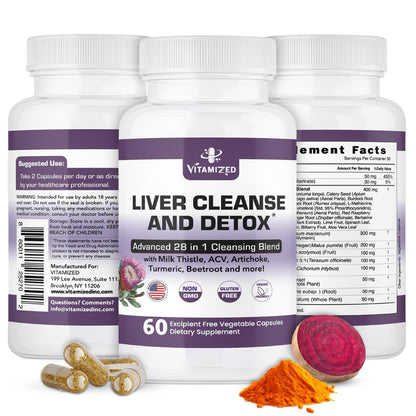 Liver Cleanse Detox & Repair – 28-in-1 Fatty Liver Supplement (Milk Thistle, Artichoke, Dandelion) | 60 Pills