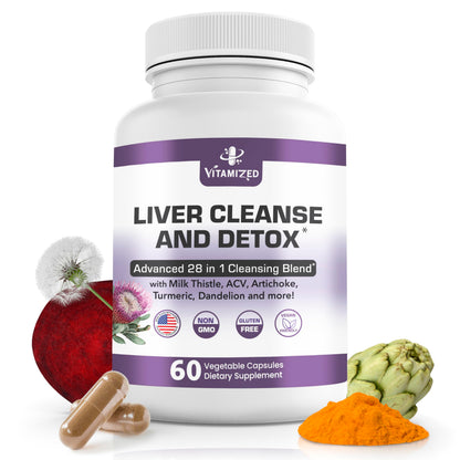 Liver Cleanse Detox & Repair – 28-in-1 Fatty Liver Supplement (Milk Thistle, Artichoke, Dandelion) | 60 Pills