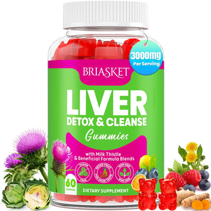 Liver Cleanse Detox Gummies – 2000mg Milk Thistle, 60 Gummies, 23-in-1