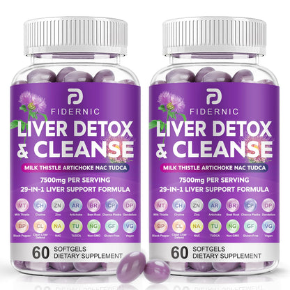 Liver Cleanse Detox & Repair – Milk Thistle 7500mg | NAC, TUDCA, Choline | 120 Softgels