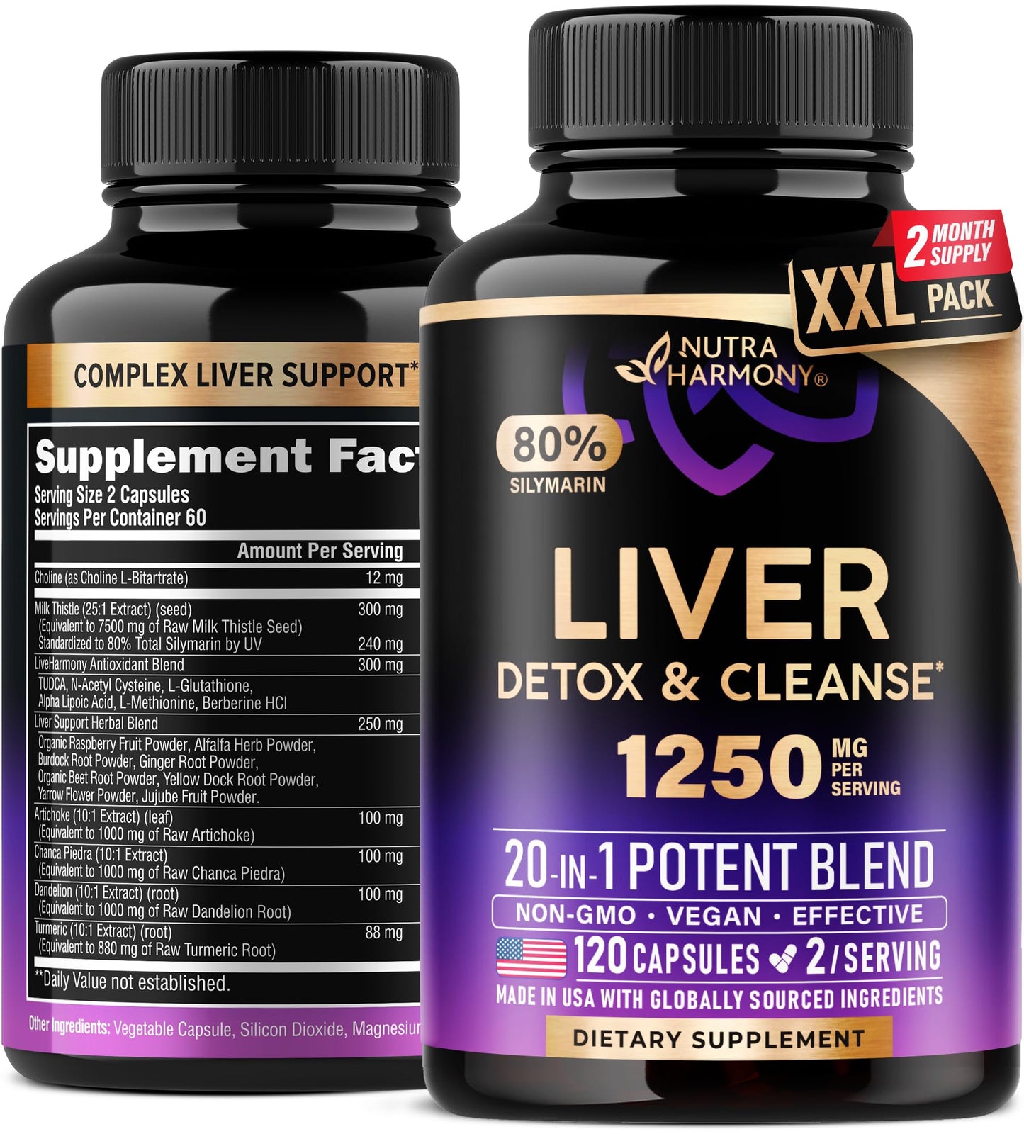 Milk Thistle Liver Cleanse Detox & Repair – 80% Silymarin, Made in USA | 120 Caps