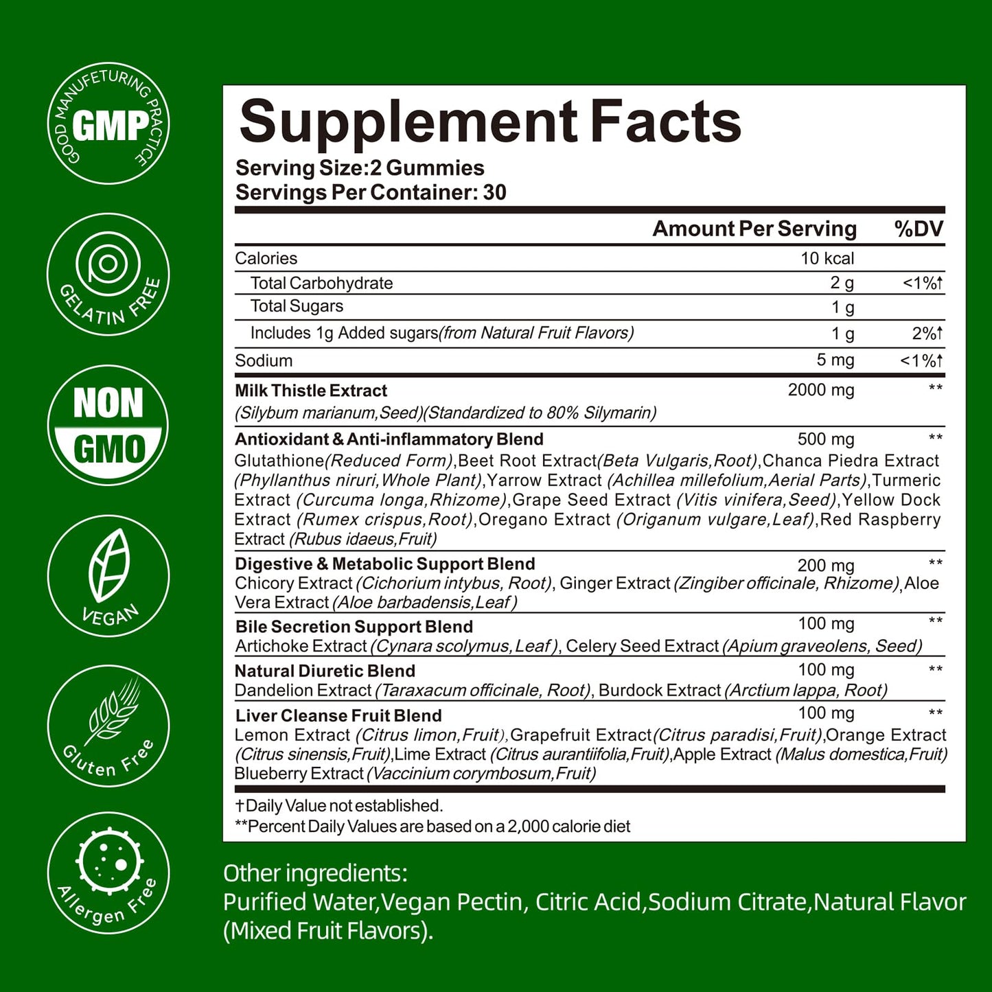 Liver Detox Gummies – 2000mg Milk Thistle, Turmeric & Artichoke | 60 Gummies