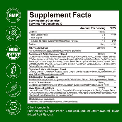 Liver Detox Gummies – 2000mg Milk Thistle, Turmeric & Artichoke | 60 Gummies