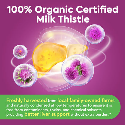 Organic Milk Thistle 9000 mg Equivalent – 30X Extract, 80% Silymarin, Liver Support, 90 Veggie Caps