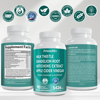 32-in-1 Liver Support Supplement – Milk Thistle, Silymarin, Artichoke, Beetroot (1426mg, 90ct)