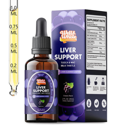 Liver Support Liquid Drops – TUDCA Detox, Milk Thistle, NAC | Vegan & Non-GMO | 60ML