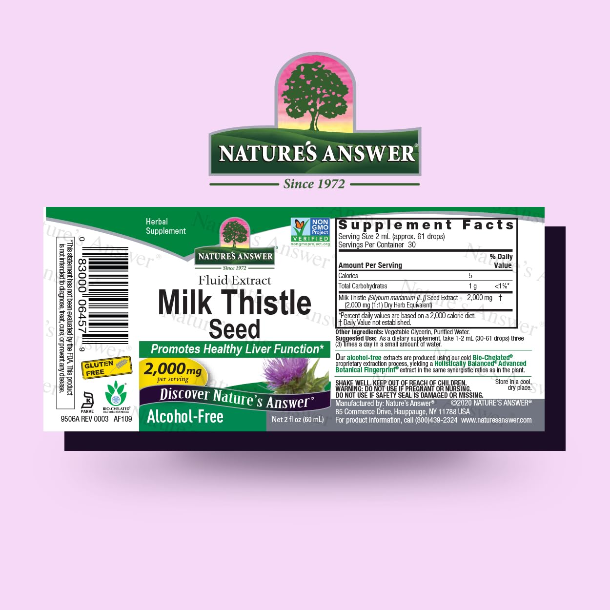 Nature's Answer Milk Thistle 2 oz Alcohol-Free Liver Support - Made in USA