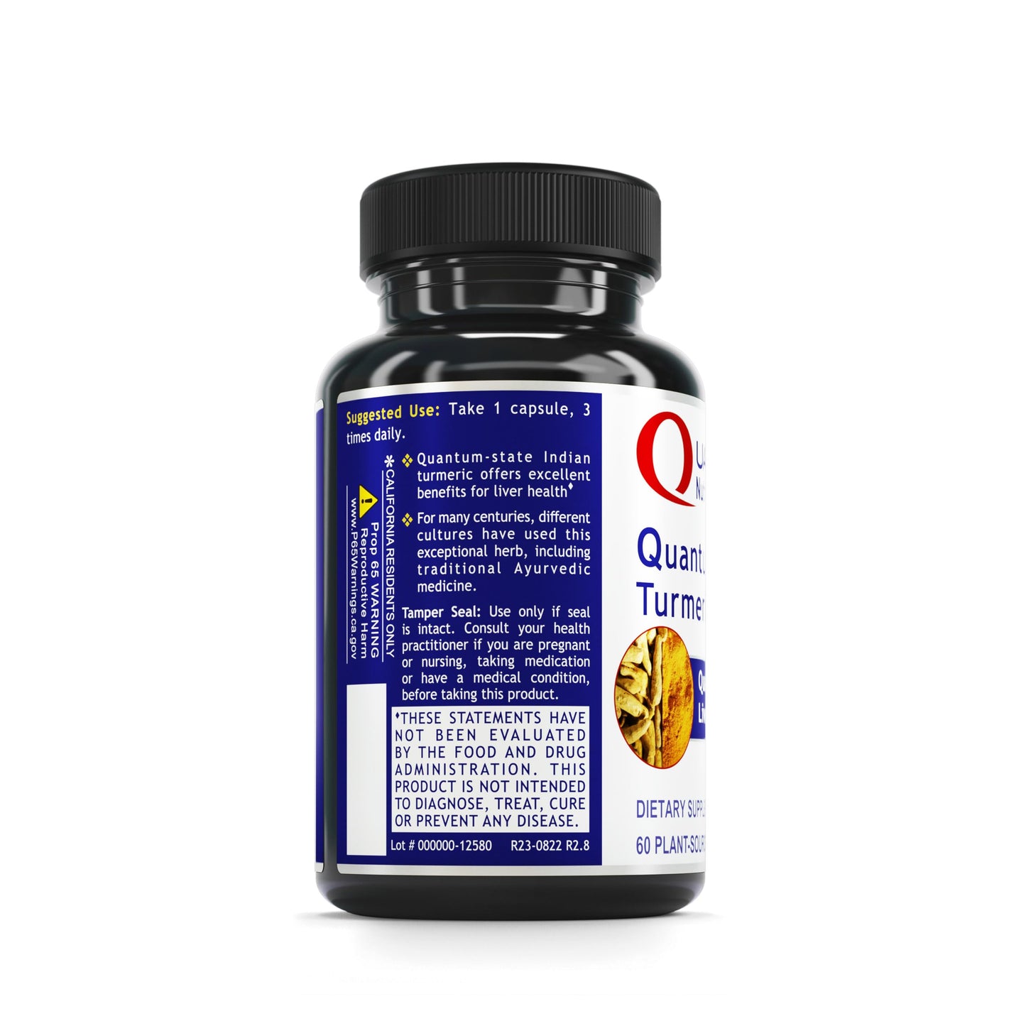 Quantum Nutrition Labs Turmeric - 500 mg Turmeric Capsules | Curcumin Supplement for Liver Support | 60 Vegetarian Capsules