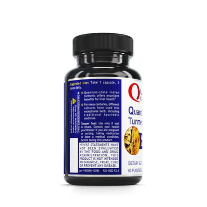 Quantum Nutrition Labs Turmeric - 500 mg Turmeric Capsules | Curcumin Supplement for Liver Support | 60 Vegetarian Capsules