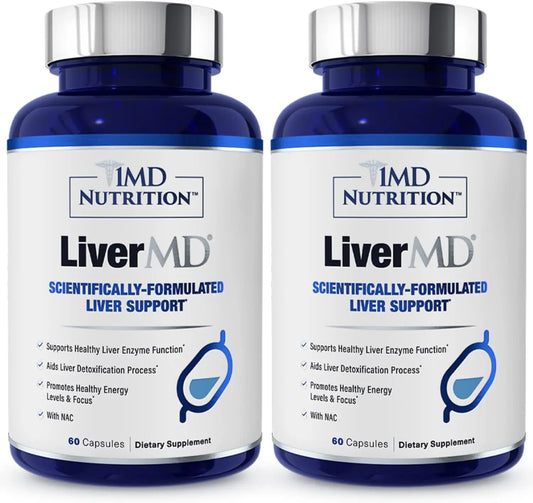 1MD LiverMD Liver Support Supplement | Siliphos Silybin for High Bioavailability | 60 Capsules (2-Pack) BritishVita | Premium UK Vitamins & Wellness Supplements
