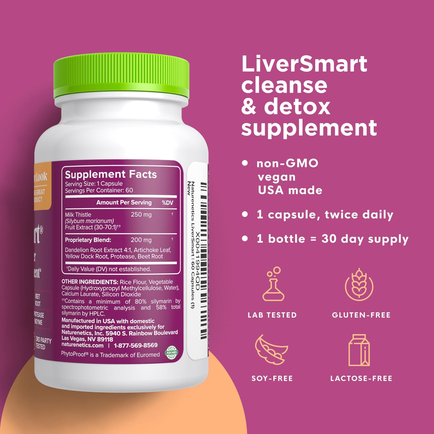 LiverSmart - Liver Cleanse & Repair Formula with European Milk Thistle, Silymarin, Artichoke, Dandelion, Yellow Dock Root, Beet Root - Supplement to Aid, Renew and Support Liver Health (1)