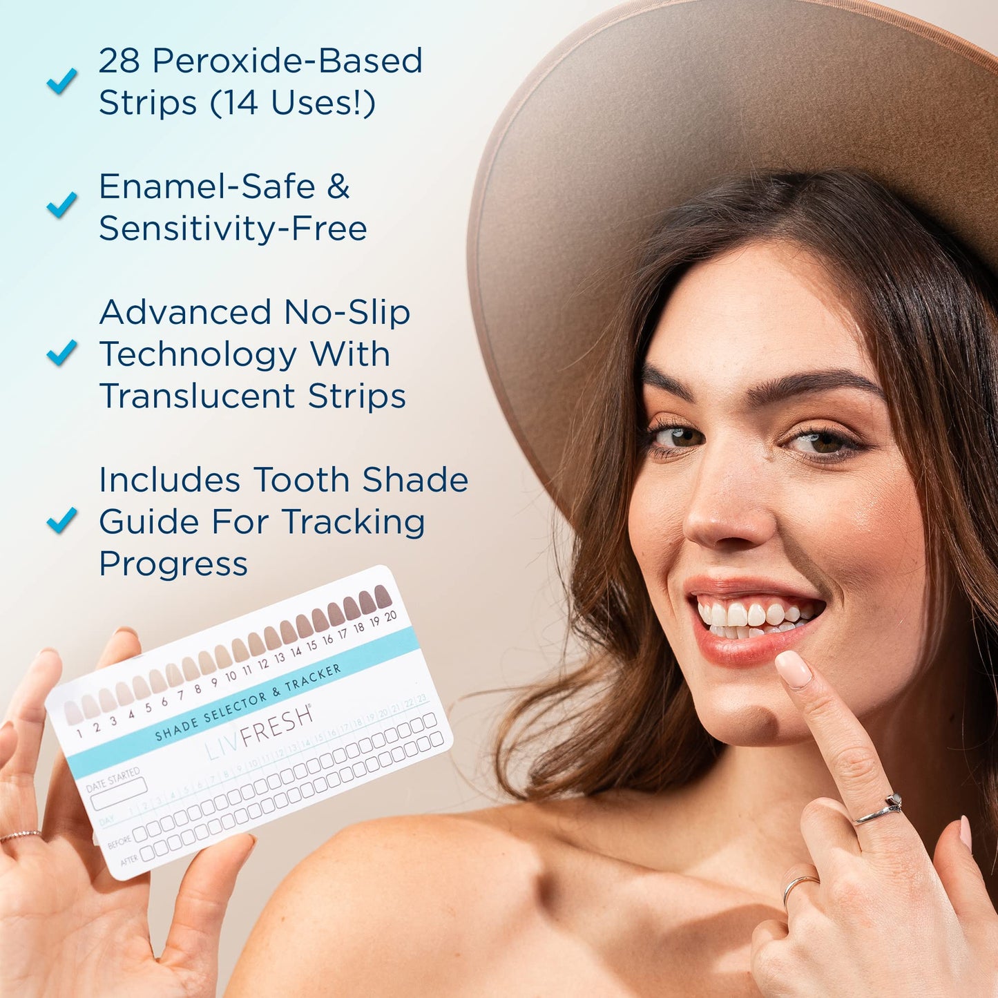 LIVFRESH Teeth Whitening Strips – 28 Strips, 14 Treatments | Enamel Safe