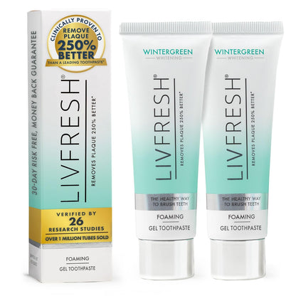 LIVFRESH Toothpaste Gel - Clinically Proven Plaque Removal 250% Better | Gum Health 190% Better | SLS Free Wintergreen 2-Pack