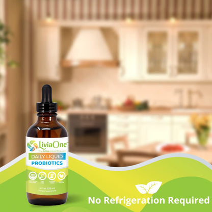 LiviaOne Daily Liquid Probiotics – USDA Organic, Allergen-Free, Non-GMO, 2 Fl Oz