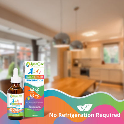 LiviaOne Daily Liquid Probiotics for Kids - Digestive Health & Immune Support, USDA-Certified Organic, Vegan, Non-GMO, 2 Fl Oz