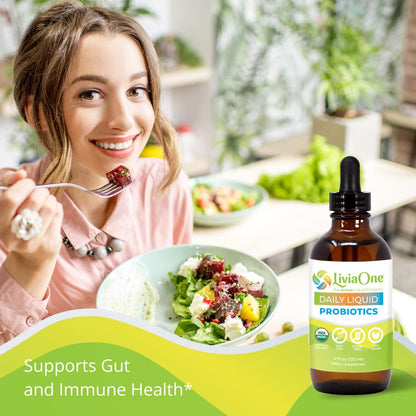 LiviaOne Daily Liquid Probiotics – USDA Organic, Allergen-Free, Non-GMO, 2 Fl Oz