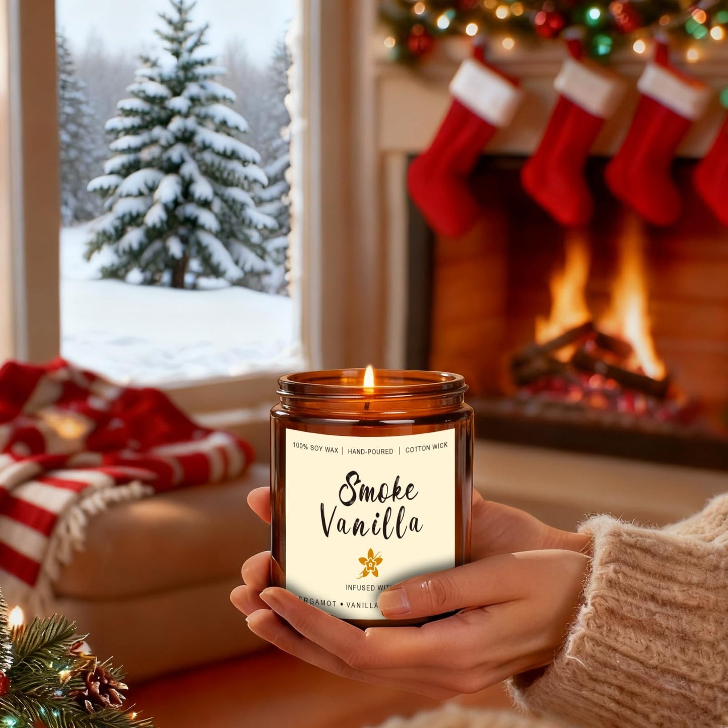 Holiday Candle Gift Set for Women – 6x7oz Soy Candles, Vanilla, Cinnamon & Cedar