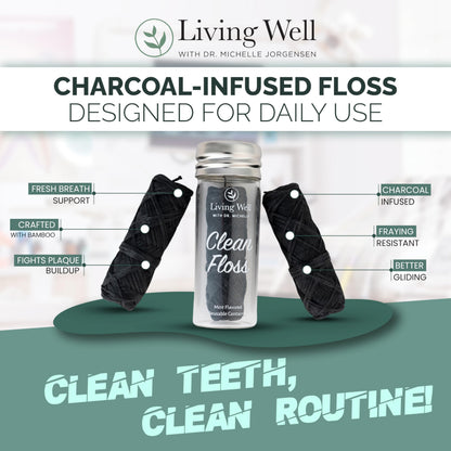 Living Well Bamboo Charcoal Dental Floss – Natural, Vegan & Biodegradable