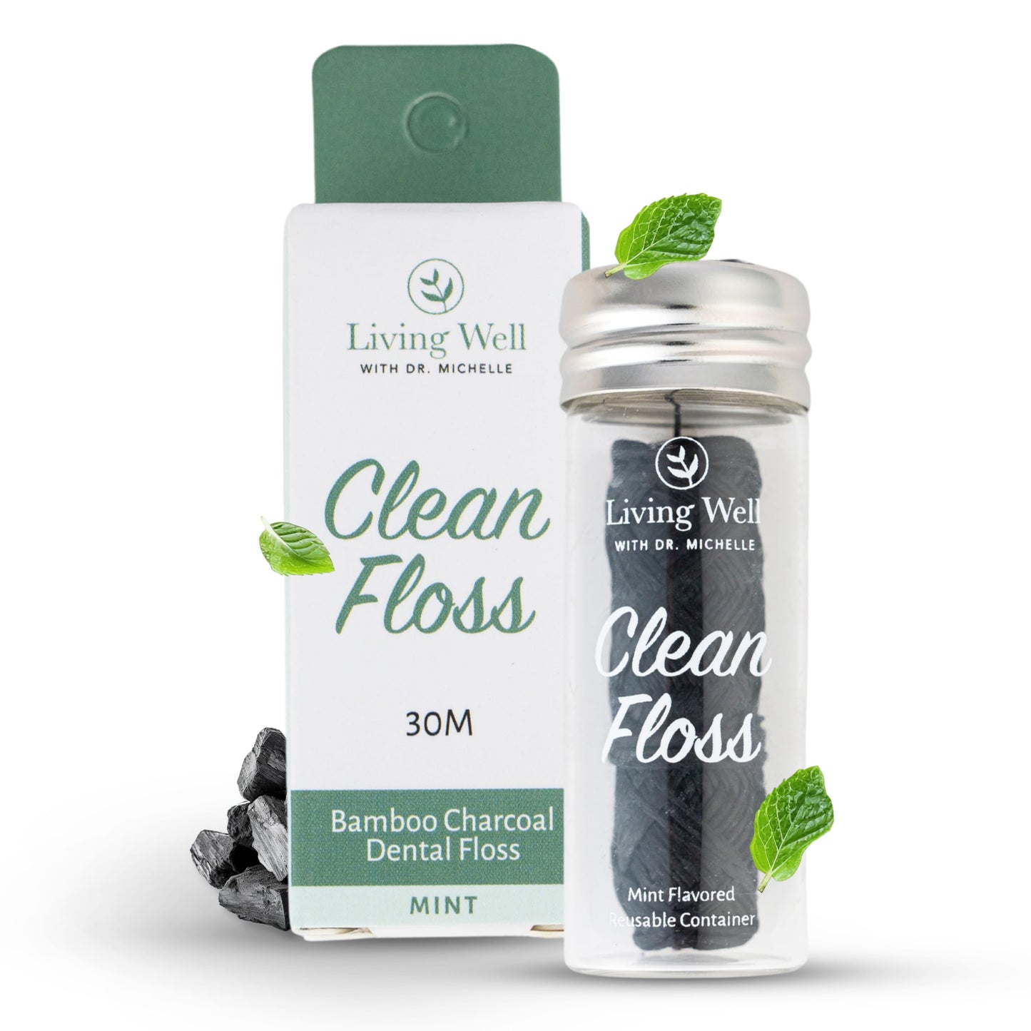 Living Well Bamboo Charcoal Dental Floss – Natural, Vegan & Biodegradable