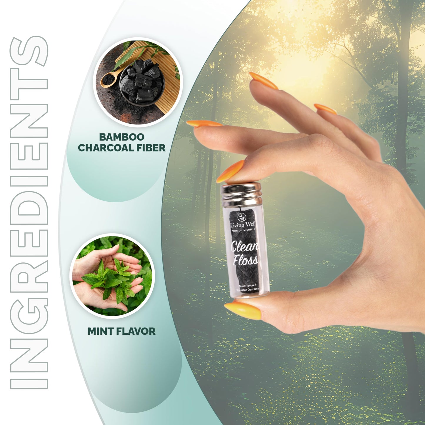 Living Well Bamboo Charcoal Dental Floss – Natural, Vegan & Biodegradable
