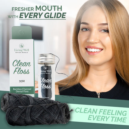 Living Well Bamboo Charcoal Dental Floss – Natural, Vegan & Biodegradable