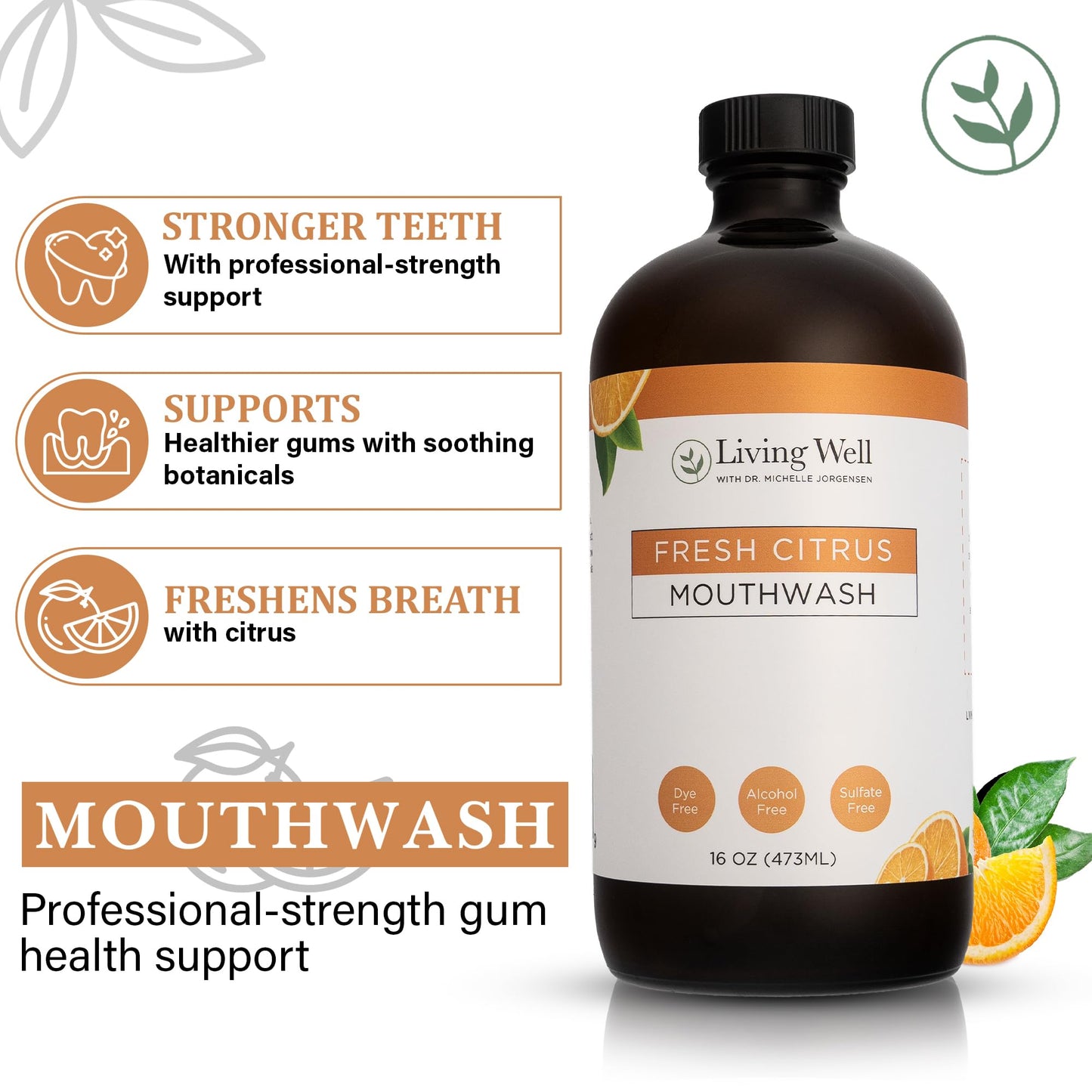 Fresh Citrus Remineralizing Mouthwash | Hydroxyapatite & Colloidal Silver | Alcohol- & Fluoride-Free | Natural & Organic