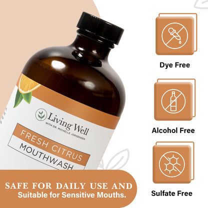 Fresh Citrus Remineralizing Mouthwash | Hydroxyapatite & Colloidal Silver | Alcohol- & Fluoride-Free | Natural & Organic