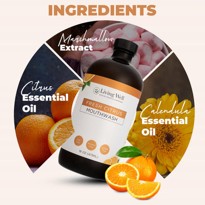 Fresh Citrus Remineralizing Mouthwash | Hydroxyapatite & Colloidal Silver | Alcohol- & Fluoride-Free | Natural & Organic