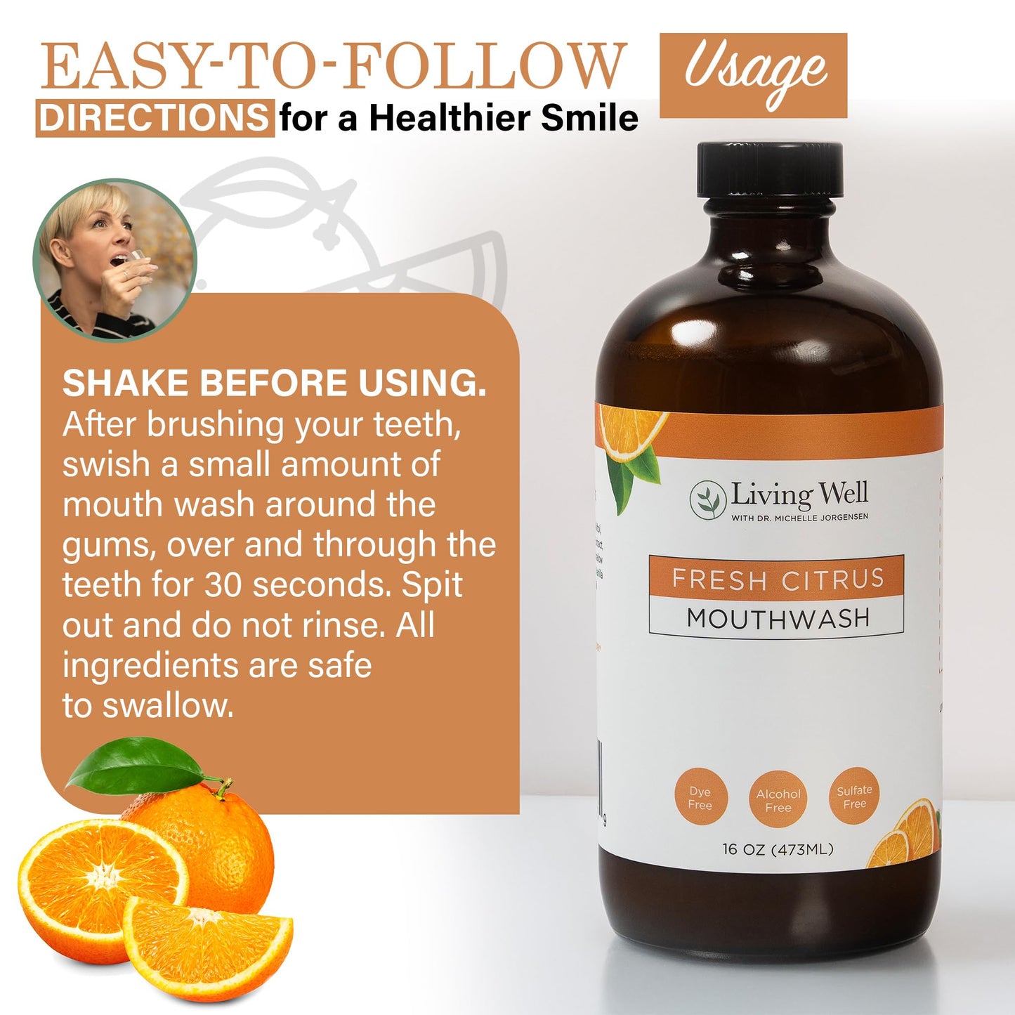 Fresh Citrus Remineralizing Mouthwash | Hydroxyapatite & Colloidal Silver | Alcohol- & Fluoride-Free | Natural & Organic