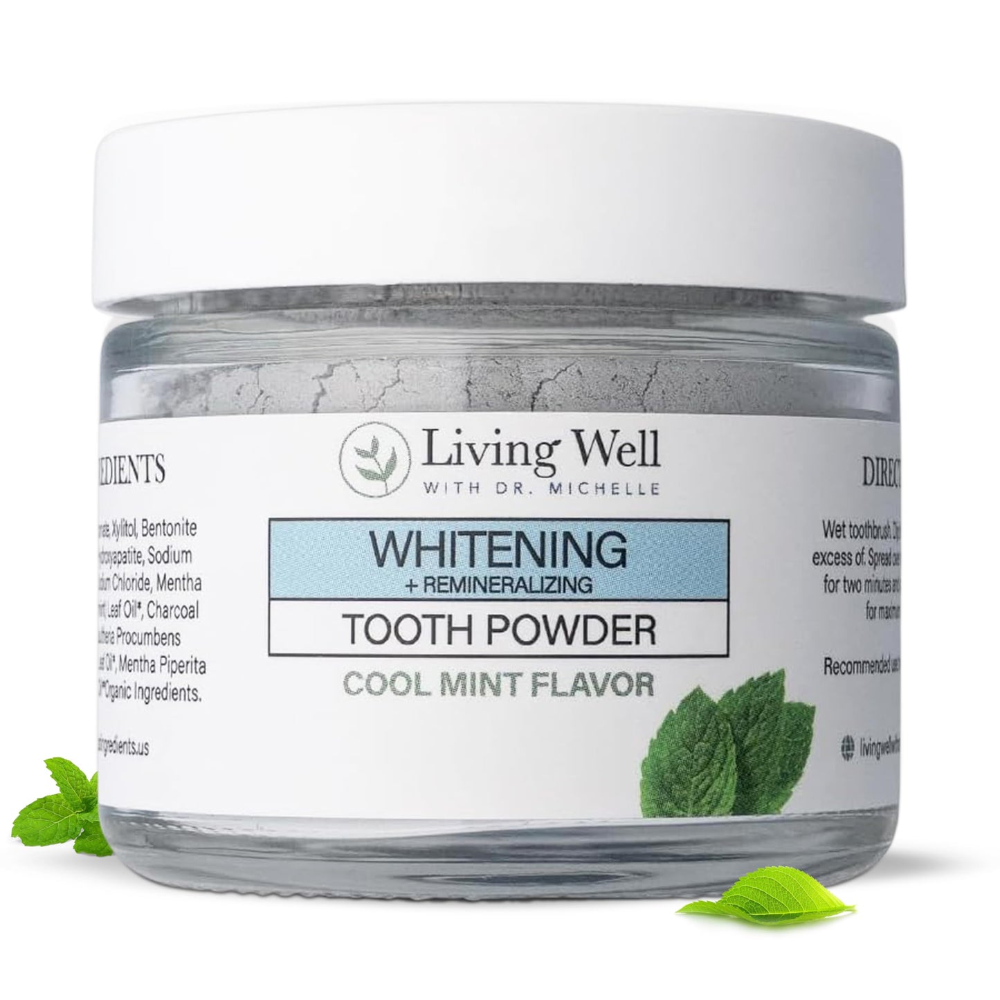 Living Well with Dr. Michelle: Remineralizing & Whitening Tooth Powder – Cool Mint, Fluoride-Free Hydroxyapatite