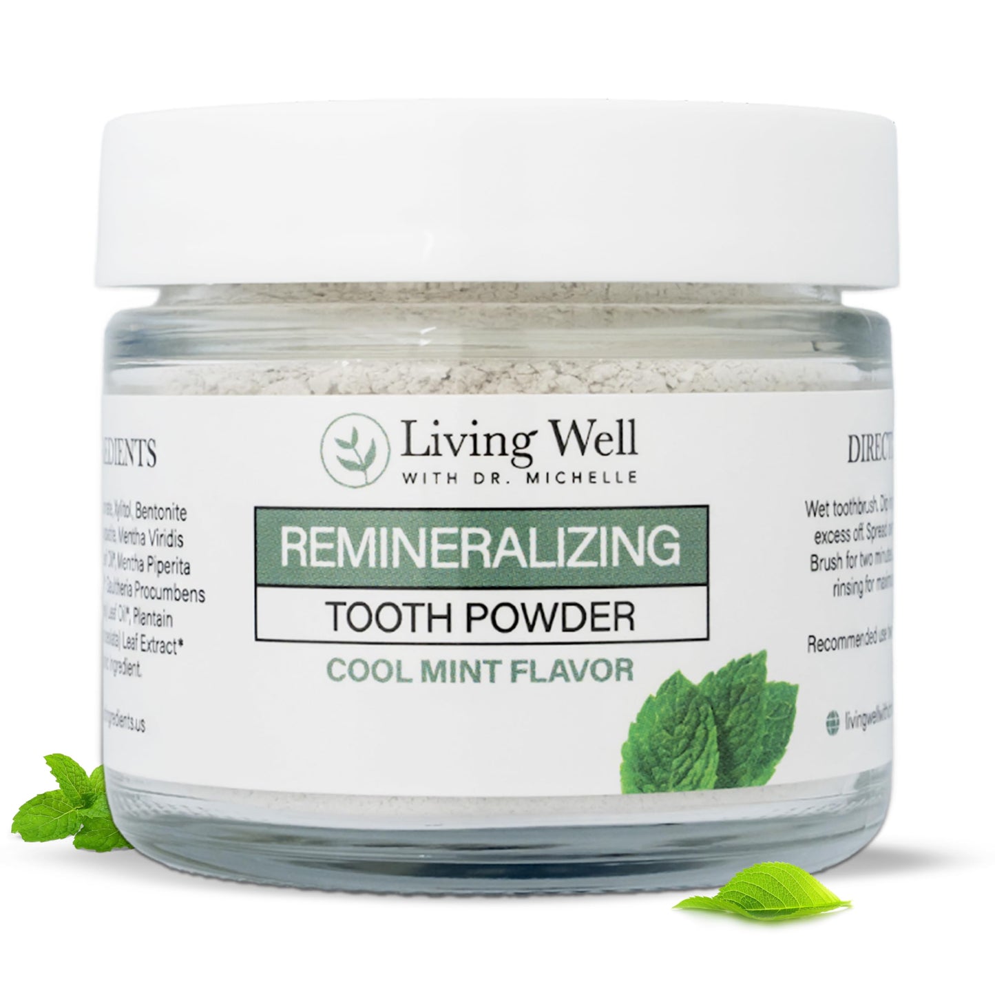 Living Well with Dr. Michelle Remineralizing Tooth Powder | Fluoride-Free Hydroxyapatite Formula | Supports Enamel Strength & Oral Wellness | Safe, Clean Ingredients | Cool Mint Flavor