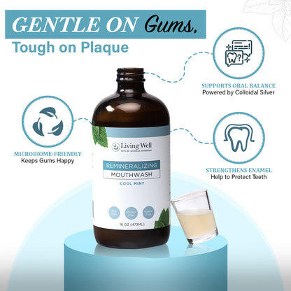 Living Well Mouthwash by Dr. Michelle – Hydroxyapatite & Colloidal Silver, Fluoride & Alcohol Free