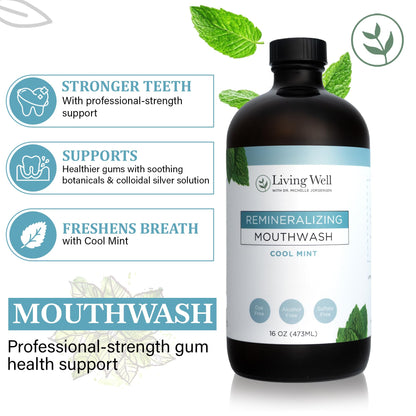 Living Well Mouthwash by Dr. Michelle – Hydroxyapatite & Colloidal Silver, Fluoride & Alcohol Free