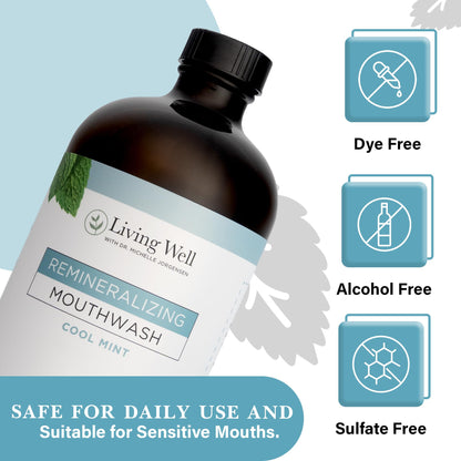 Living Well Mouthwash by Dr. Michelle – Hydroxyapatite & Colloidal Silver, Fluoride & Alcohol Free
