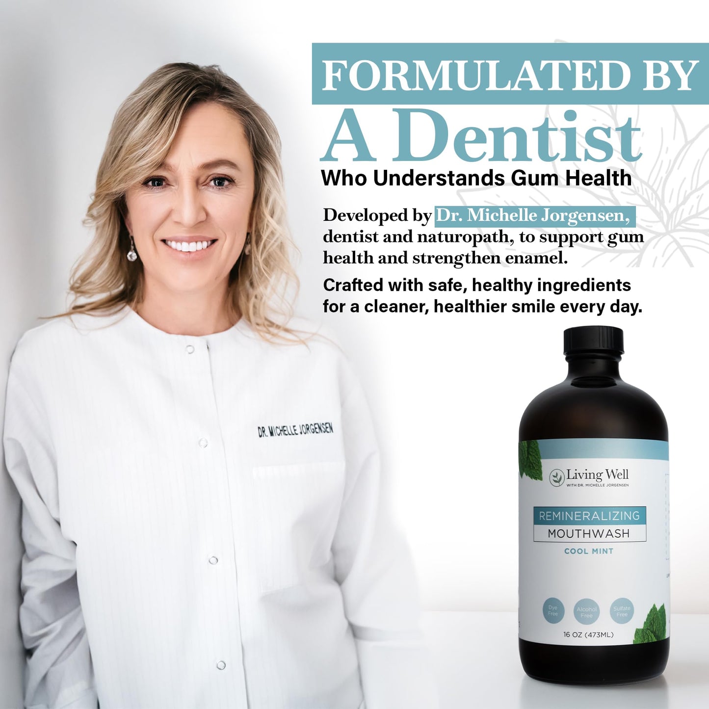 Living Well Mouthwash by Dr. Michelle – Hydroxyapatite & Colloidal Silver, Fluoride & Alcohol Free