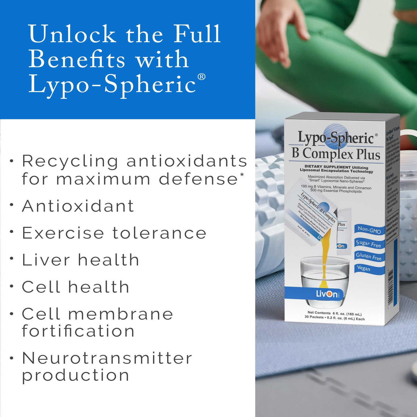 LivOn Lypo-Spheric B Complex Plus – 190 mg B Vitamins + Cinnamon | Liposome-Encapsulated, Non-GMO