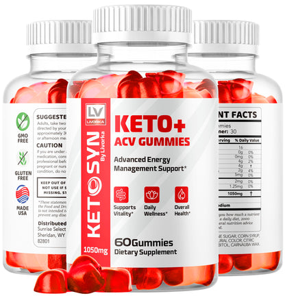 LIVORKA 3 Pack Ketosyn ACV Gummies – Keto Syn & Keto Plus ACV Gummies (180 Gummies)