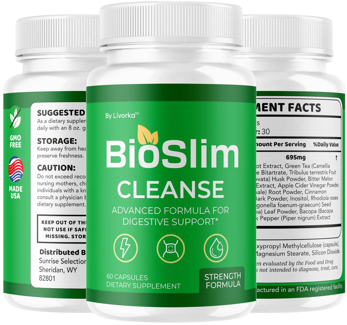 LIVORKA BioSlim Cleanse Capsules – 3 Pack Premium Digestive Support, 180 Capsules BritishVita | Premium UK Vitamins & Wellness Supplements