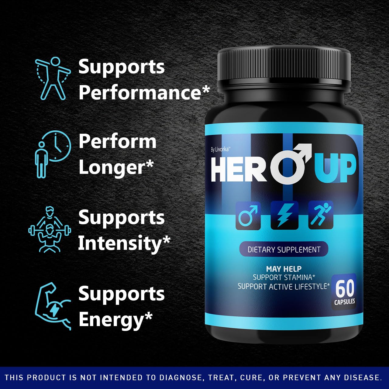 LIVORKA Hero Up Capsules for Men | Energy & Vitality Support (60 Caps)