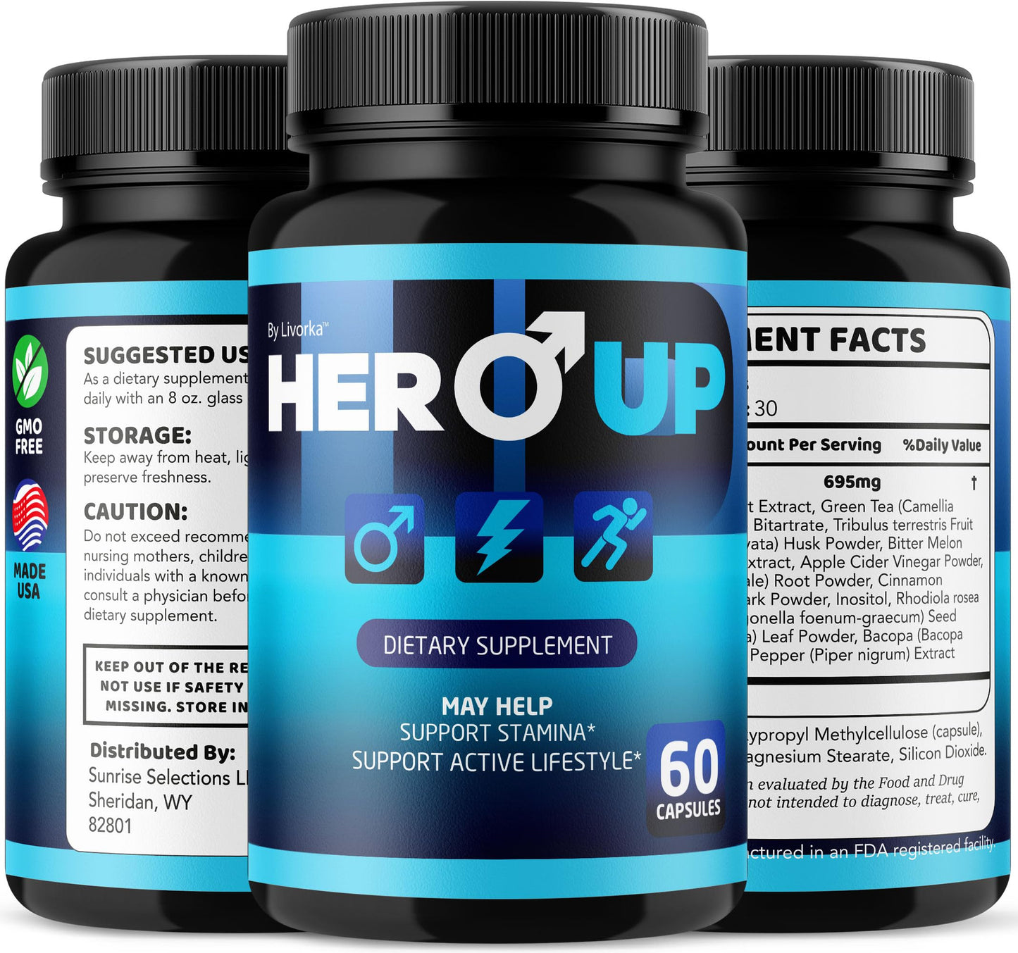 LIVORKA Hero Up Capsules for Men | Energy & Vitality Support (60 Caps)