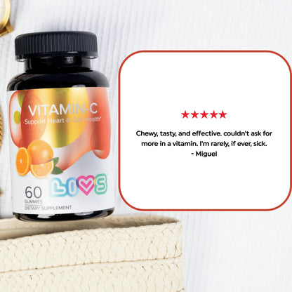 LIVS Vitamin C 250mg Gummies - Immune Support, Vegan & Gluten-Free, 60 ct