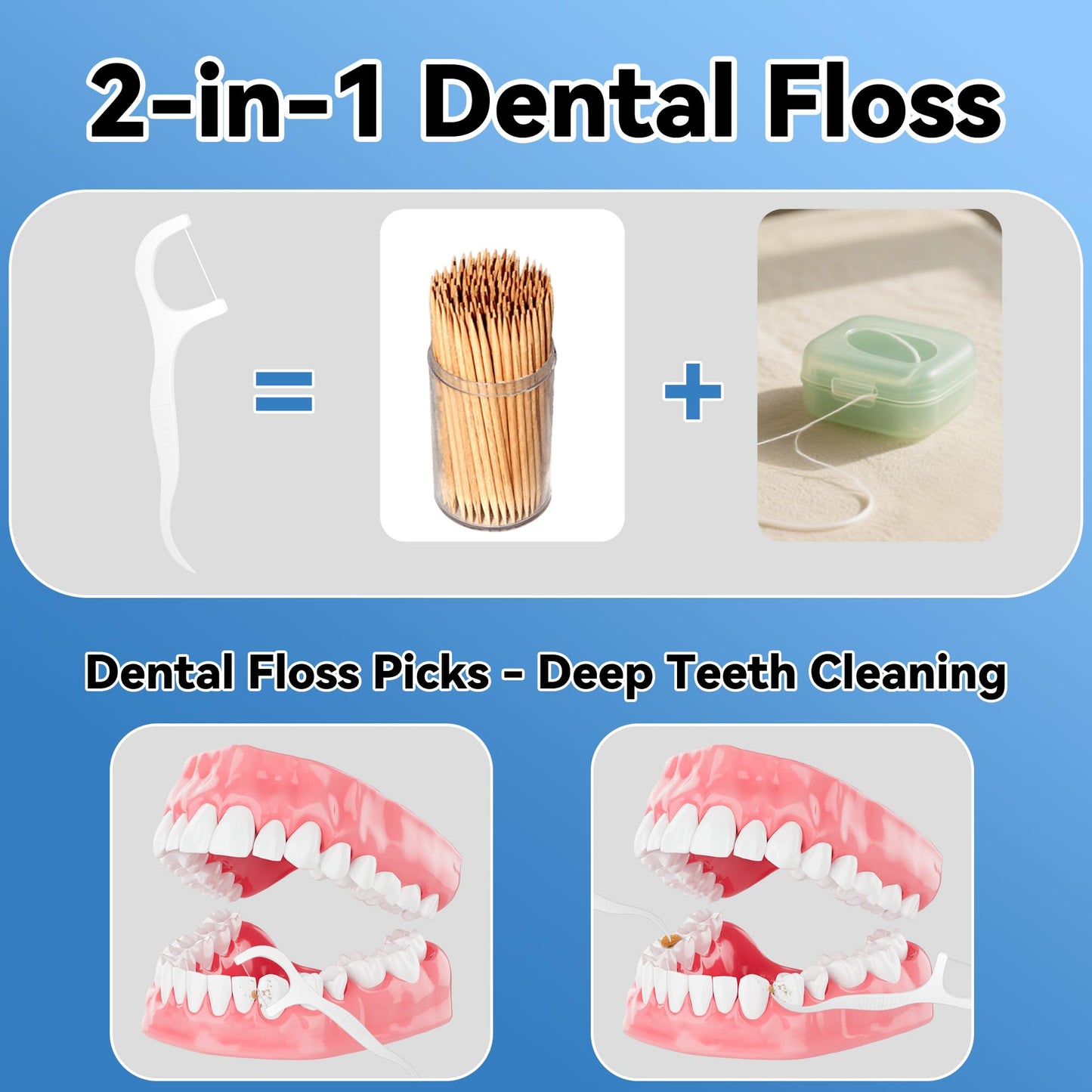 LJIACLEA Floss Picks 300 Count – Bulk Dental Flossers with Travel Case