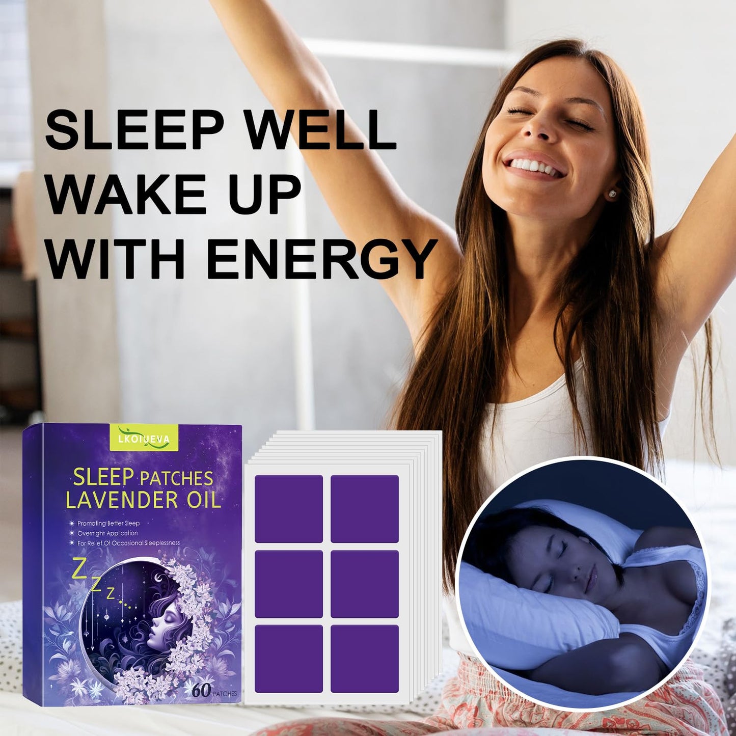 LKOIUEVA 60 Pcs Sleep Patches – Extra Strength Natural Sleep Aid for Adults