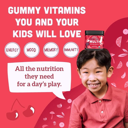 Llama Naturals Kids Multivitamin Gummies - Vegan, Organic, Cherry, 90 ct