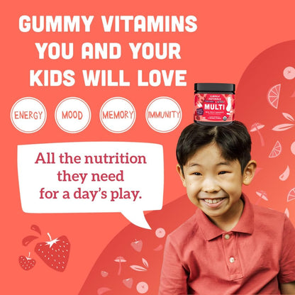 Llama Naturals Kids Multivitamin Gummies – Vegan Organic with Vitamins D, C & K | Strawberry 2 Pack