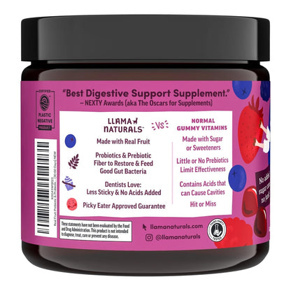 Llama Naturals Kids Probiotic + Prebiotic Gummies – Vegan, 120 Ct