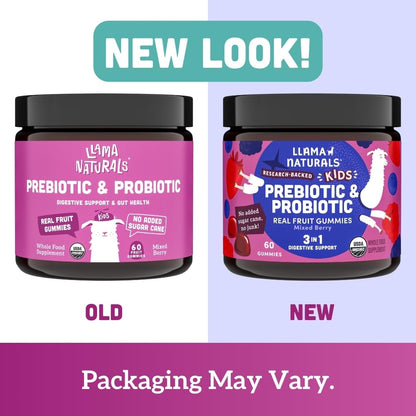 Llama Naturals Kids Probiotic + Prebiotic Gummies – Vegan, 120 Ct