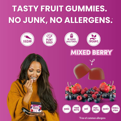 Llama Naturals Probiotics – Vegan Prebiotic Gummies (Mixed Berry) 60 Ct