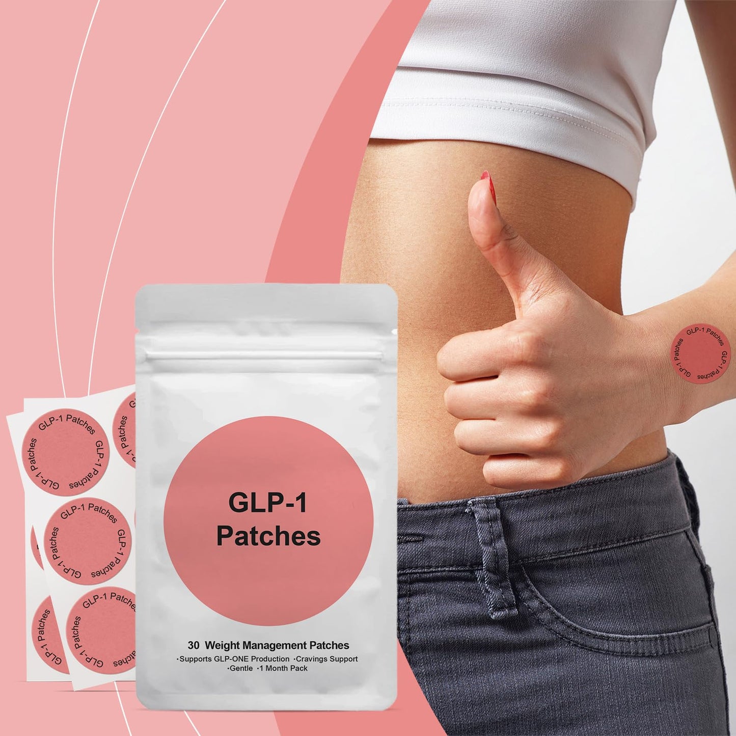 LMHRZH GLP-1 Patches for Women & Men | Natural Ingredients | 60 Pcs, 2 Months
